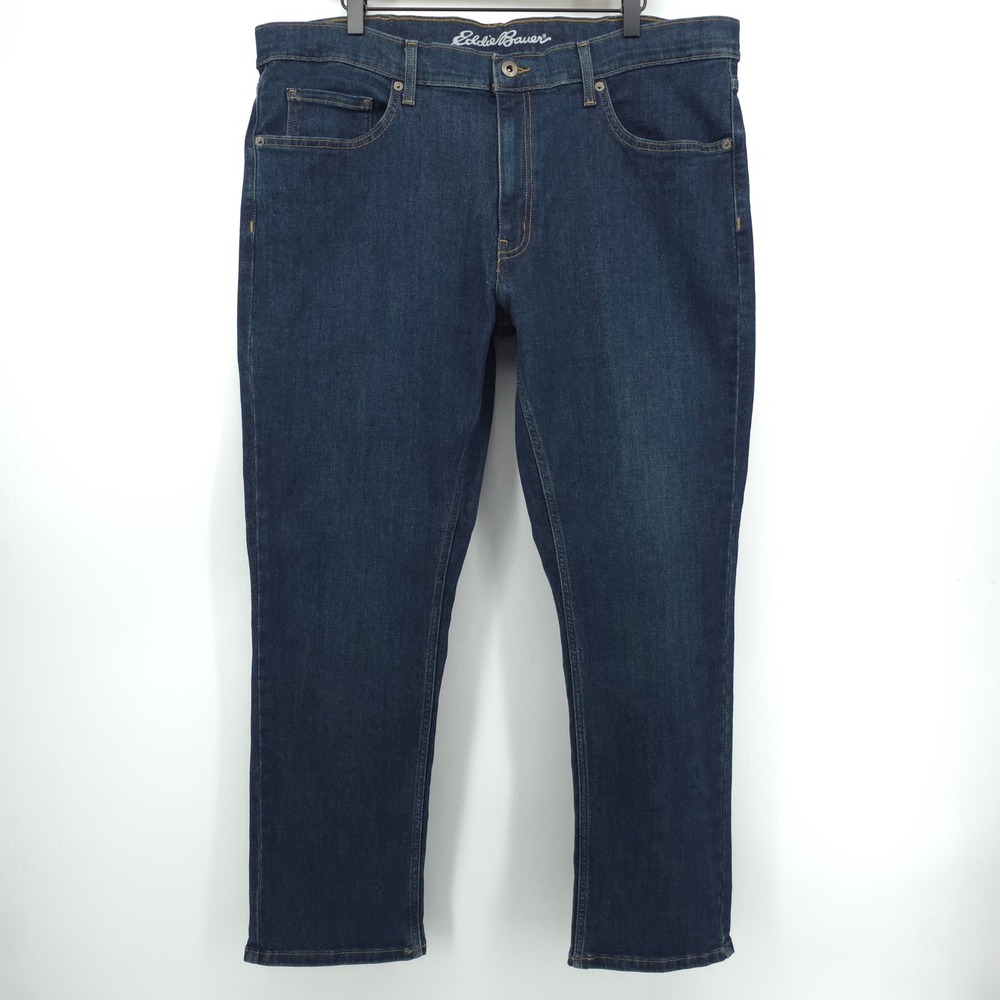 Eddie Bauer Mens Jeans 40x30 Dark Blue Straight Leg Stretch Denim Casual Rugged